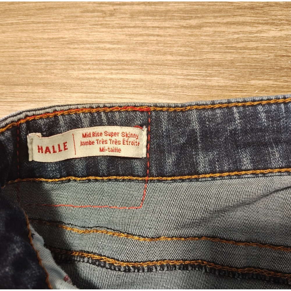 True Religion Halle Super Skinny Jeans Womens 33 Dark Blue Mid Rise Horseshoe - Picture 7 of 13